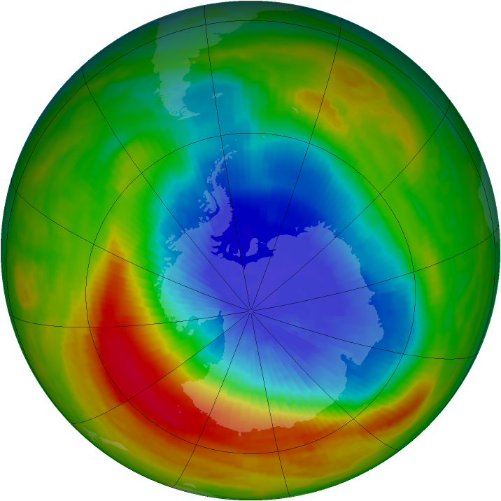 Antarctic ozone map for 11 October 1983